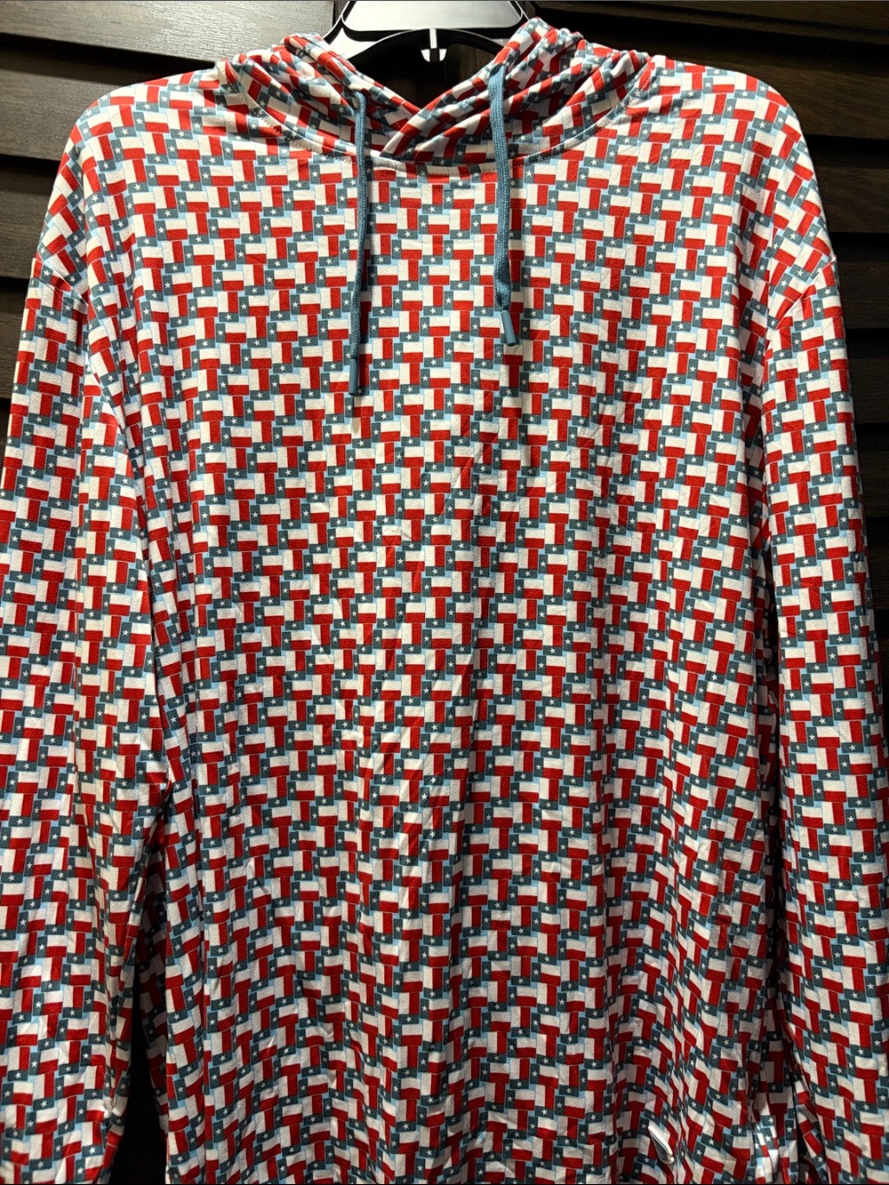 BURLEBO Men's Red and Blue Geometric Crewneck Hoodie